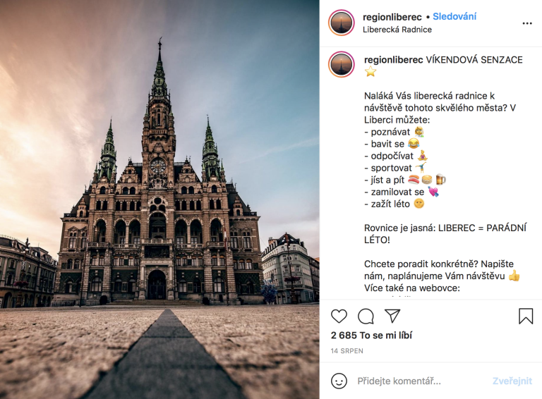 Ukázka příspěvků na Instagramu 